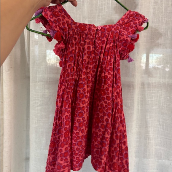 French Connection Pink Red Floral Tassel-Shoulder Dress - Picture 2 of 4